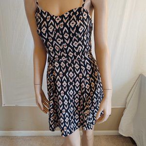 Black and Orange Patterned Strappy Sun Dress